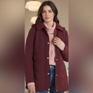 Liverpool Burgundy Quilted Puffer Jacket